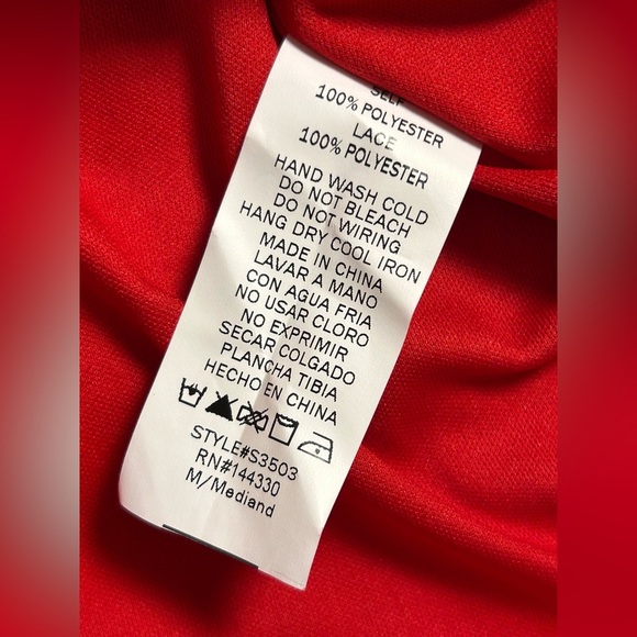 First Love Red Lace Midi Skirt with Bow Waistband Size Medium Holiday Parties - Picture 7 of 7